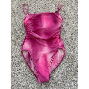 Miraclesuit Womens Swimsuit Size 12 Pink Tie-Dyed Ruched One Piece Tummy Control